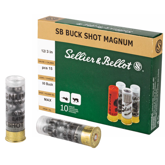 Sellier & Bellot 12 Gauge 00 Buckshot Shotshell * 15 Pellets, 10 Rounds Per Box