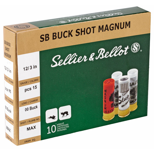 Sellier & Bellot 12 Gauge 00 Buckshot Shotshell * 15 Pellets, 10 Rounds Per Box