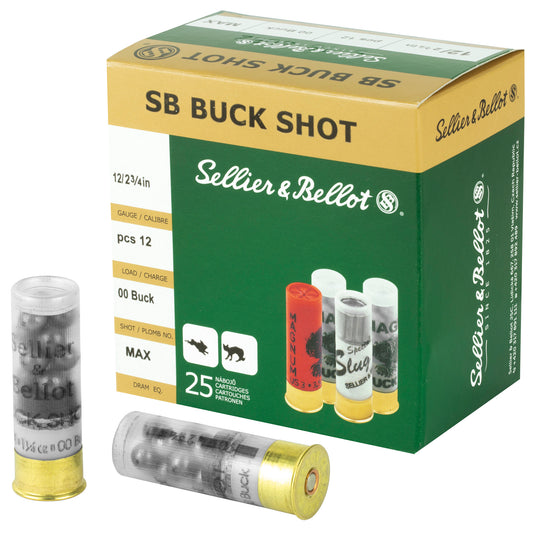 Sellier & Bellot 12 Gauge 2.75-Inch 00 Buckshot Shotshell (25 Rounds per Box)