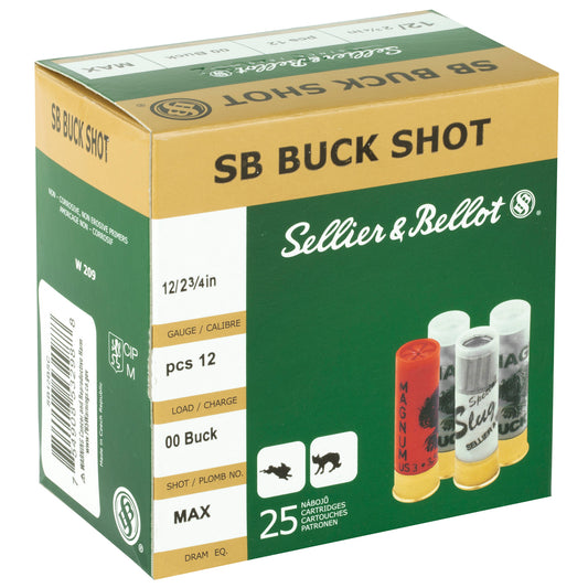 Sellier & Bellot 12 Gauge 2.75-Inch 00 Buckshot Shotshell (25 Rounds per Box)