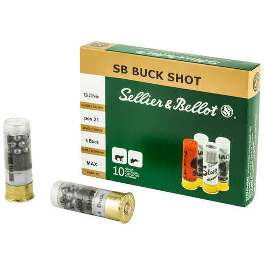 Sellier & Bellot 12 Gauge Buckshot Shotshells * 2.75 Inch, 1.12 Ounce, 10 Rounds Per Box