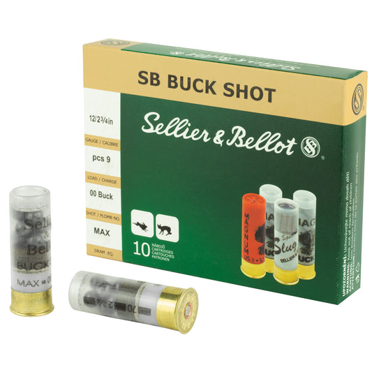 Sellier & Bellot 12 Gauge 00 Buckshot Shotshell - 10 Rounds per Box, 250 per Case