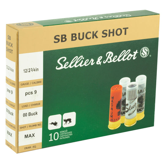 Sellier & Bellot 12 Gauge 00 Buckshot Shotshell - 10 Rounds per Box, 250 per Case