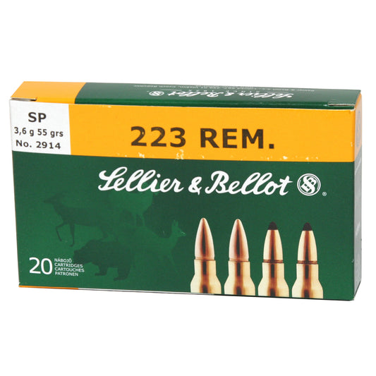 Sellier & Bellot 223 Remington Soft Point Rifle Ammunition - 55 Grain, 20 Rounds per Box