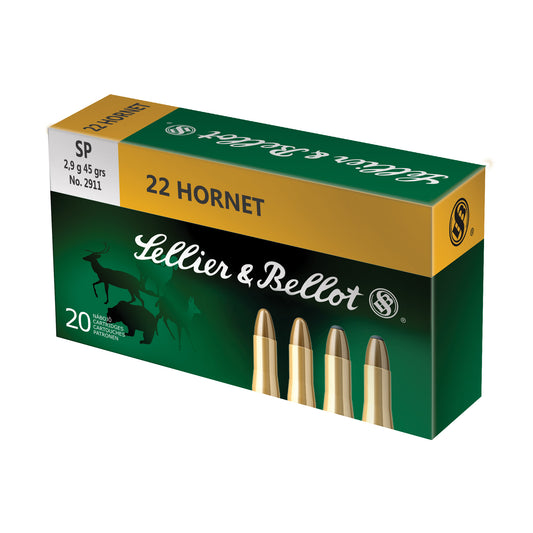 Sellier & Bellot .22 Hornet 45 Grain Soft Point Rifle Ammunition - 20 Rounds per Box