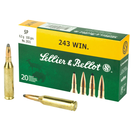 Sellier & Bellot .243 Winchester 100-Grain Soft Point Rifle Ammunition (20 Rounds per Box, 500 Rounds per Case)