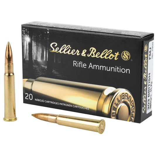 Sellier & Bellot 303 British Rifle Ammunition, 180 Grain FMJ, 20 Rounds per Box