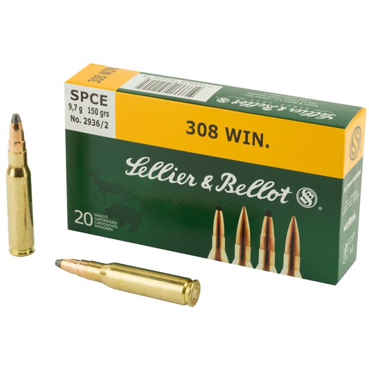 Sellier & Bellot 308 Winchester 150-Grain Soft Point Cutting Edge Rifle Ammunition - Box of 20
