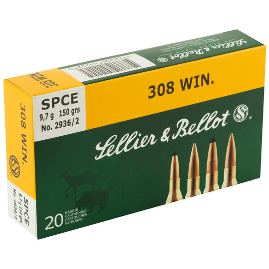 Sellier & Bellot 308 Winchester 150-Grain Soft Point Cutting Edge Rifle Ammunition - Box of 20