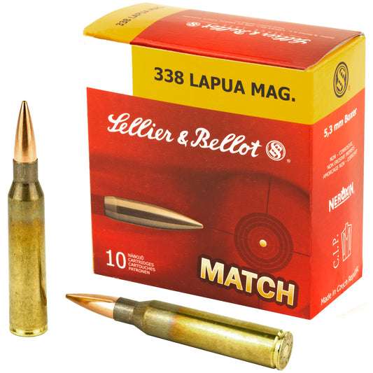 Sellier & Bellot 338 Lapua Magnum Match 250-Grain Boat Tail Hollow Point Ammunition (10-Round Box)