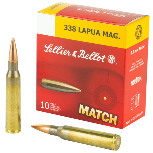 Sellier & Bellot 338 Lapua Match 300 Grain Boat Tail Hollow Point Ammunition (10 Rounds)