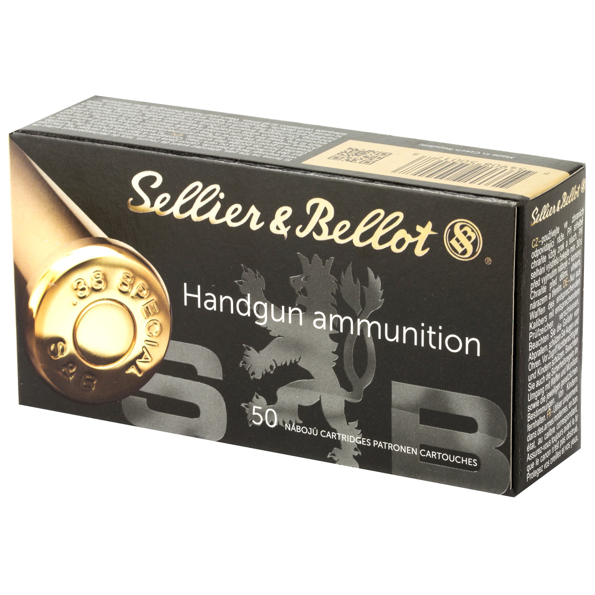 Sellier & Bellot SB38B Lead Wadcutter Pistol Ammunition, 38 Special, 148 Grain - Pack of 50 Rounds