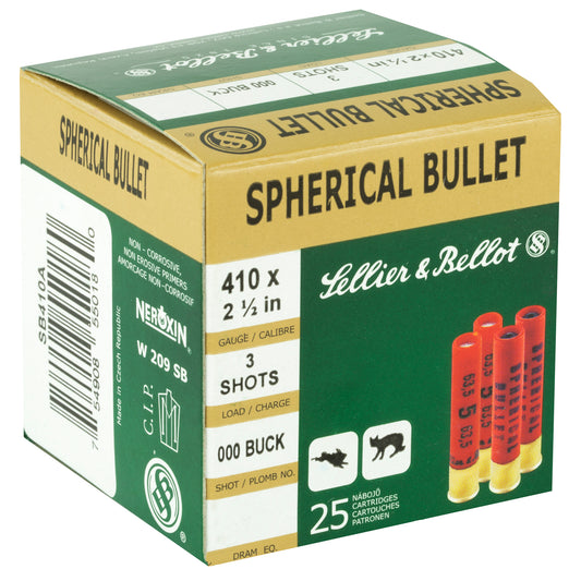 Sellier & Bellot 410 Gauge Buckshot Shotshell - Model SB410A, 25 Rounds Per Box