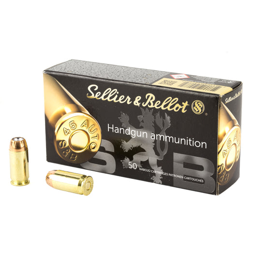 Sellier & Bellot S&B 45 ACP 230 Grain Hollow Point Pistol Ammunition - 50 Rounds per Box