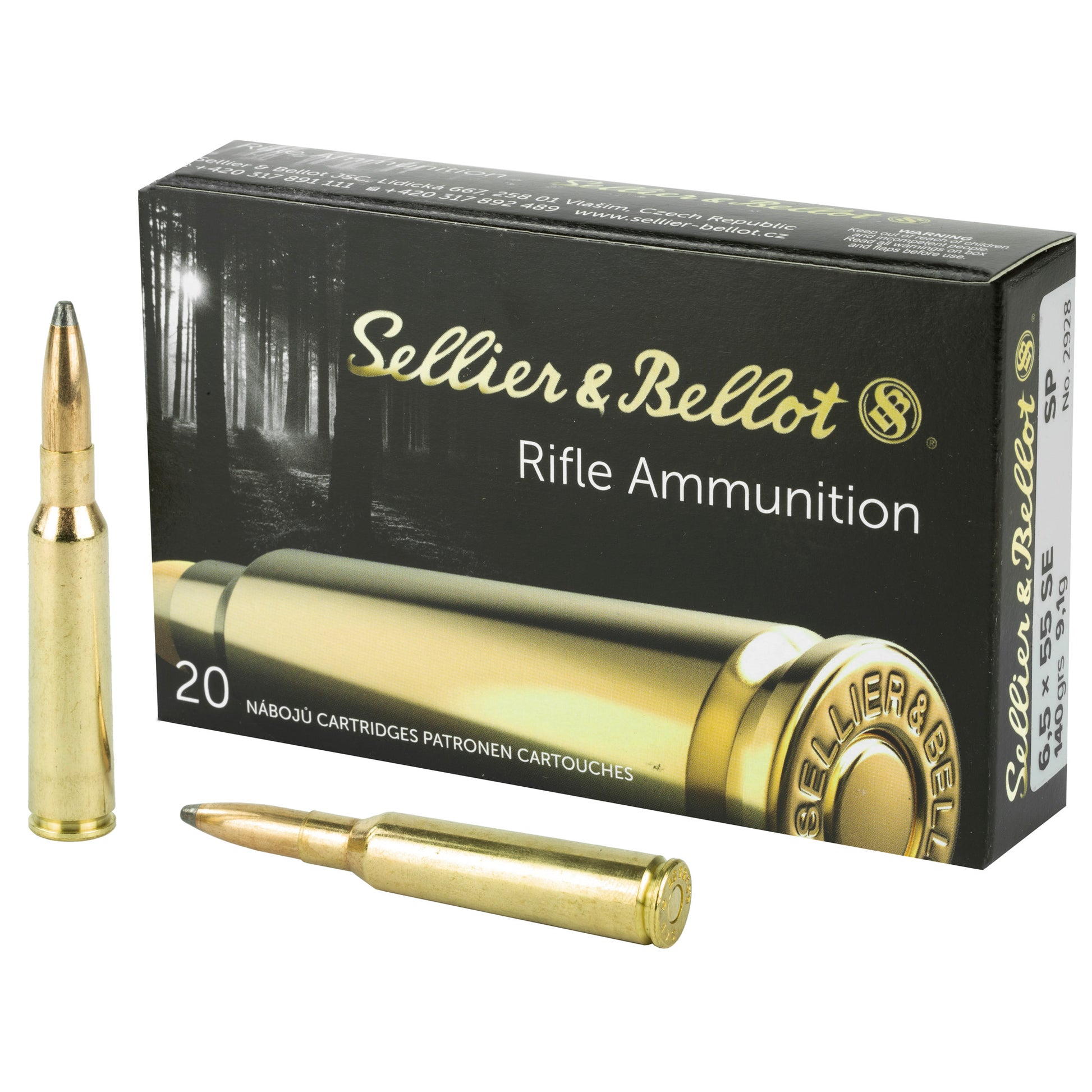 Sellier & Bellot 6.5x55mm Swedish Rifle Ammunition - 140 Grain Soft Point, Box of 20