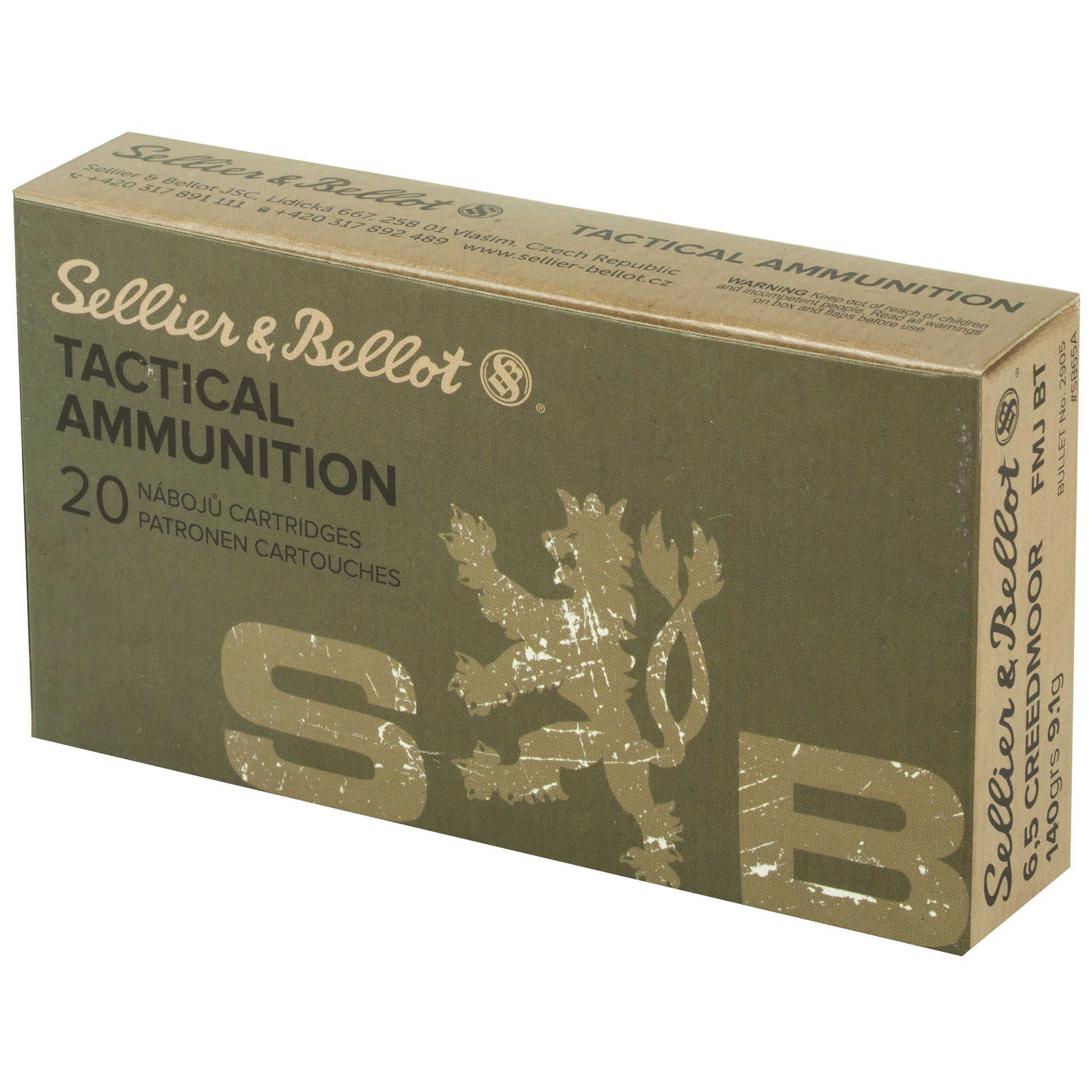 Sellier & Bellot 6.5 Creedmoor 140-Grain Full Metal Jacket Rifle Ammunition (SB65A)