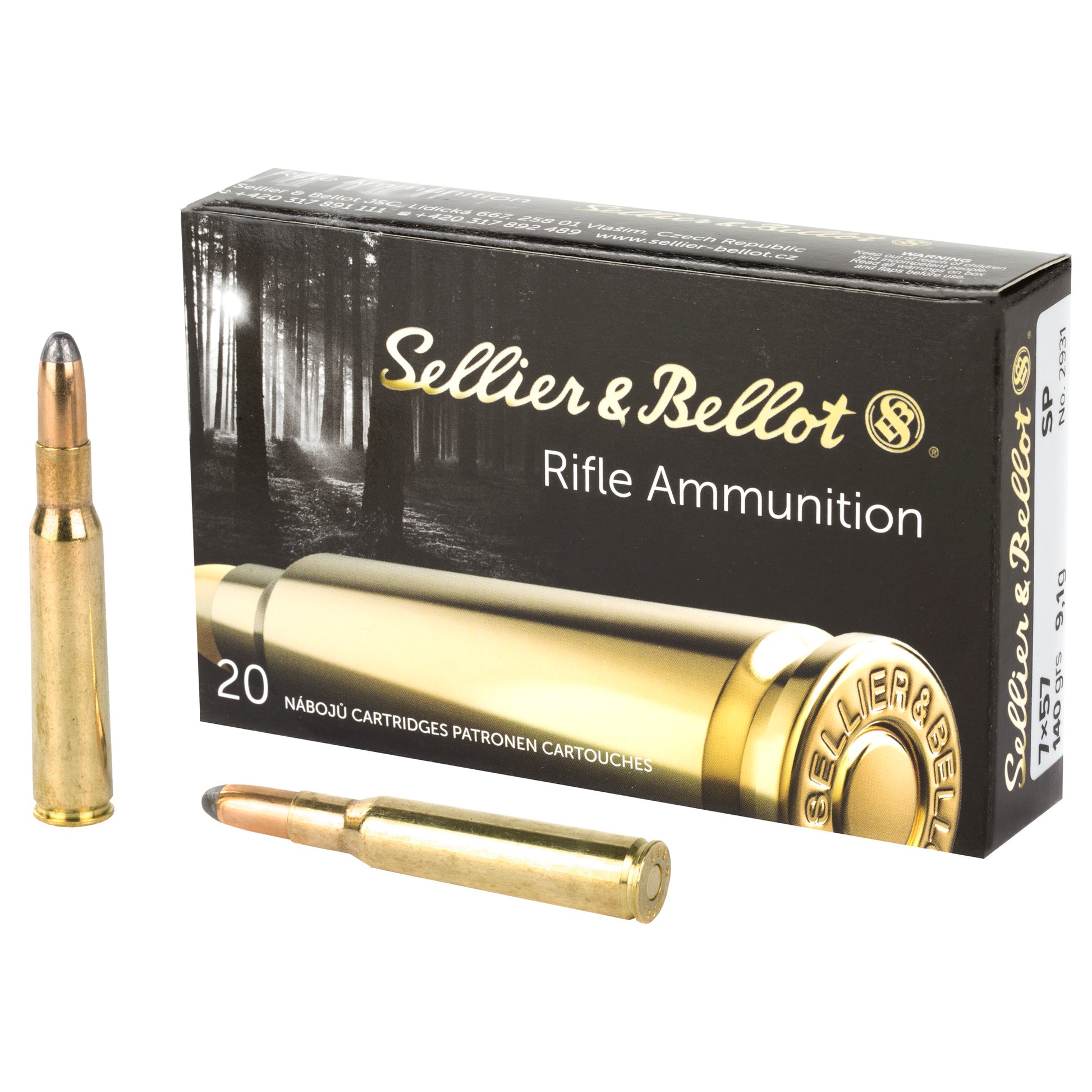 Sellier & Bellot 7x57mm Rifle Ammunition - 140 Grain Soft Point, 20 Rounds per Box
