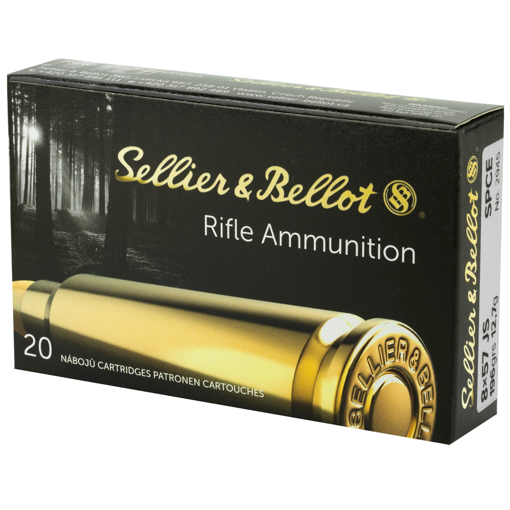 Sellier & Bellot 8mm Mauser Soft Point Cutting Edge Ammunition * 196 Grain, Box of 20