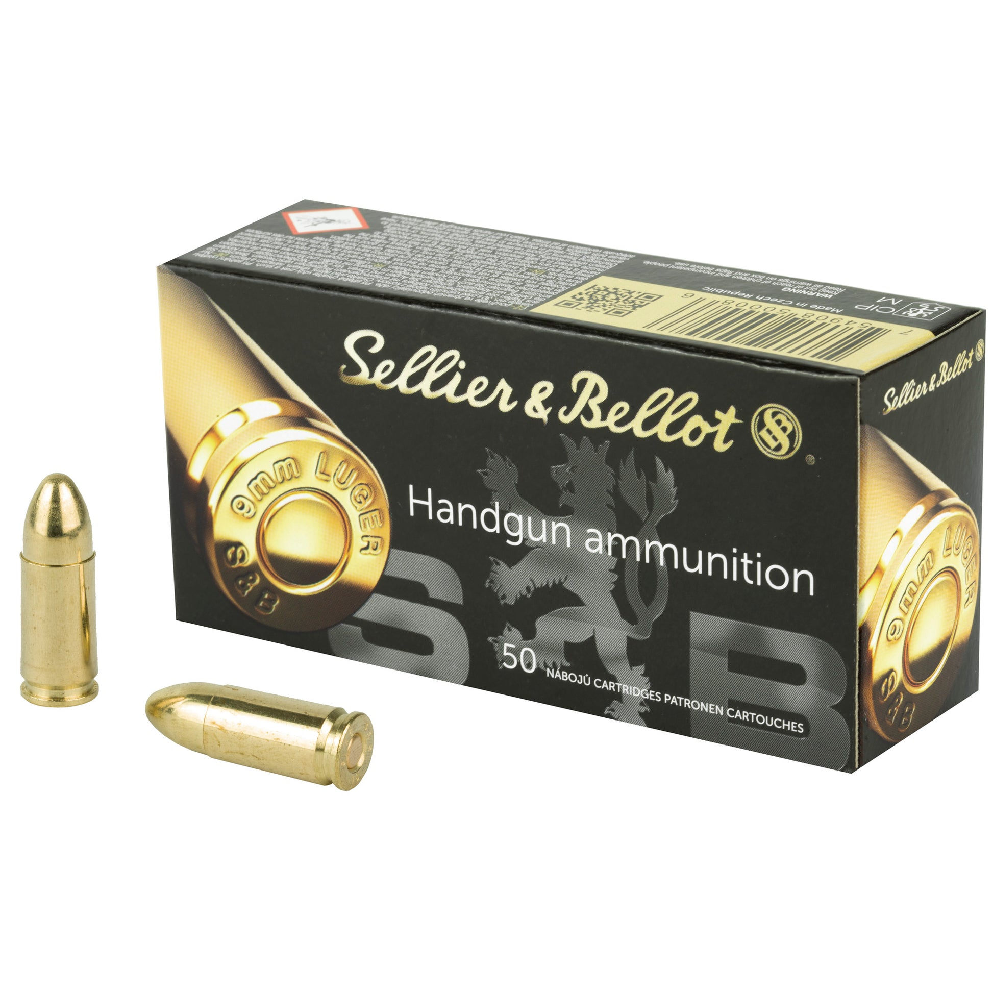Sellier & Bellot 9mm 115-Grain Full Metal Jacket Pistol Ammunition (50 Rounds Per Box)