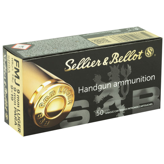 Sellier & Bellot 9mm 115-Grain Full Metal Jacket Pistol Ammunition (50 Rounds Per Box)