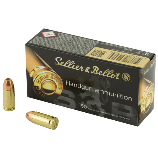 Sellier & Bellot 9mm 115 Grain Jacketed Hollow Point Pistol Ammunition (50/Box, 1000/Case)