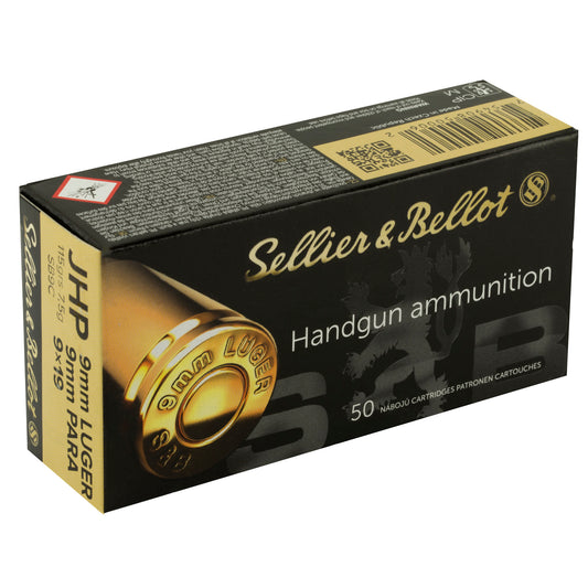 Sellier & Bellot 9mm 115 Grain Jacketed Hollow Point Pistol Ammunition (50/Box, 1000/Case)