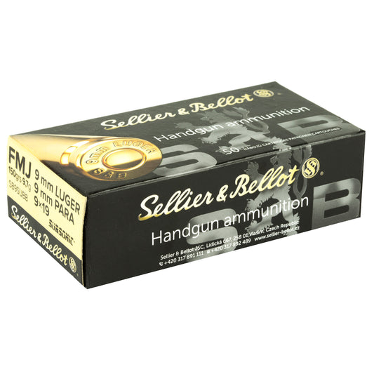 Sellier & Bellot 9mm Subsonic 150-Grain FMJ Ammunition * Reliable Full Metal Jacket for Target Practice and Training
