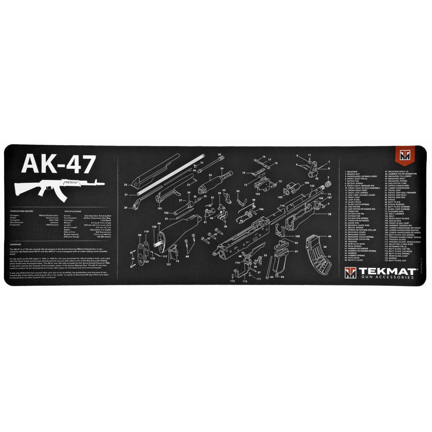 TekMat Rifle Mat for AK-47 * 12 x 36 Inches Gun Cleaning and Maintenance Mat