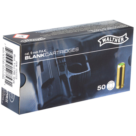 Umarex UMX Walther 9mm PAK Blank Ammunition * 50 Rounds per Box