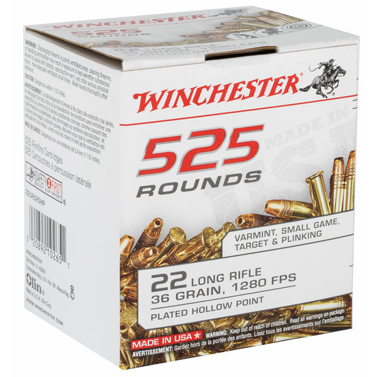 Winchester Ammunition USA .22 Long Rifle Hollow Point Ammo - 36 Grain, 525 Rounds per Box