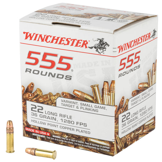 Winchester Ammunition 22LR 36-Grain Hollow Point Rimfire Ammo * High-Performance Box of 555 Rounds