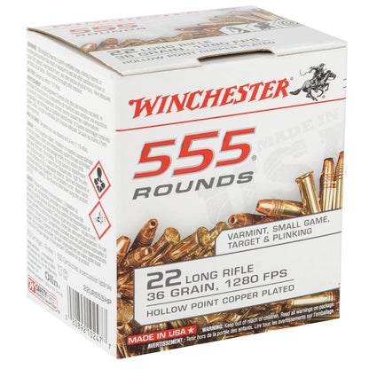 Winchester Ammunition 22LR 36-Grain Hollow Point Rimfire Ammo * High-Performance Box of 555 Rounds