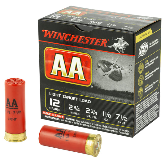 Winchester Ammunition AA Target 12 Gauge Shotshells * 1 1/8 oz, 2 3/4 Dram, #7.5 Shot, Pack of 25