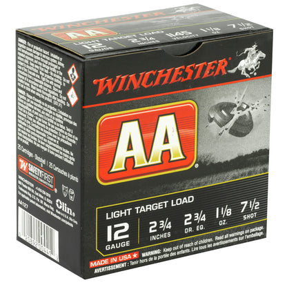 Winchester Ammunition AA Target 12 Gauge Shotshells * 1 1/8 oz, 2 3/4 Dram, #7.5 Shot, Pack of 25