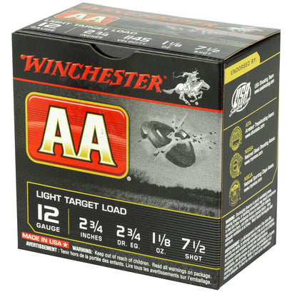 Winchester Ammunition AA Target 12 Gauge Shotshells * 1 1/8 oz, 2 3/4 Dram, #7.5 Shot, Pack of 25