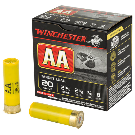 Winchester Ammunition AA Target 20 Gauge Shotshells, 2.75 Inch, #8 Shot, 0.875 Oz, 25 Rounds per Box