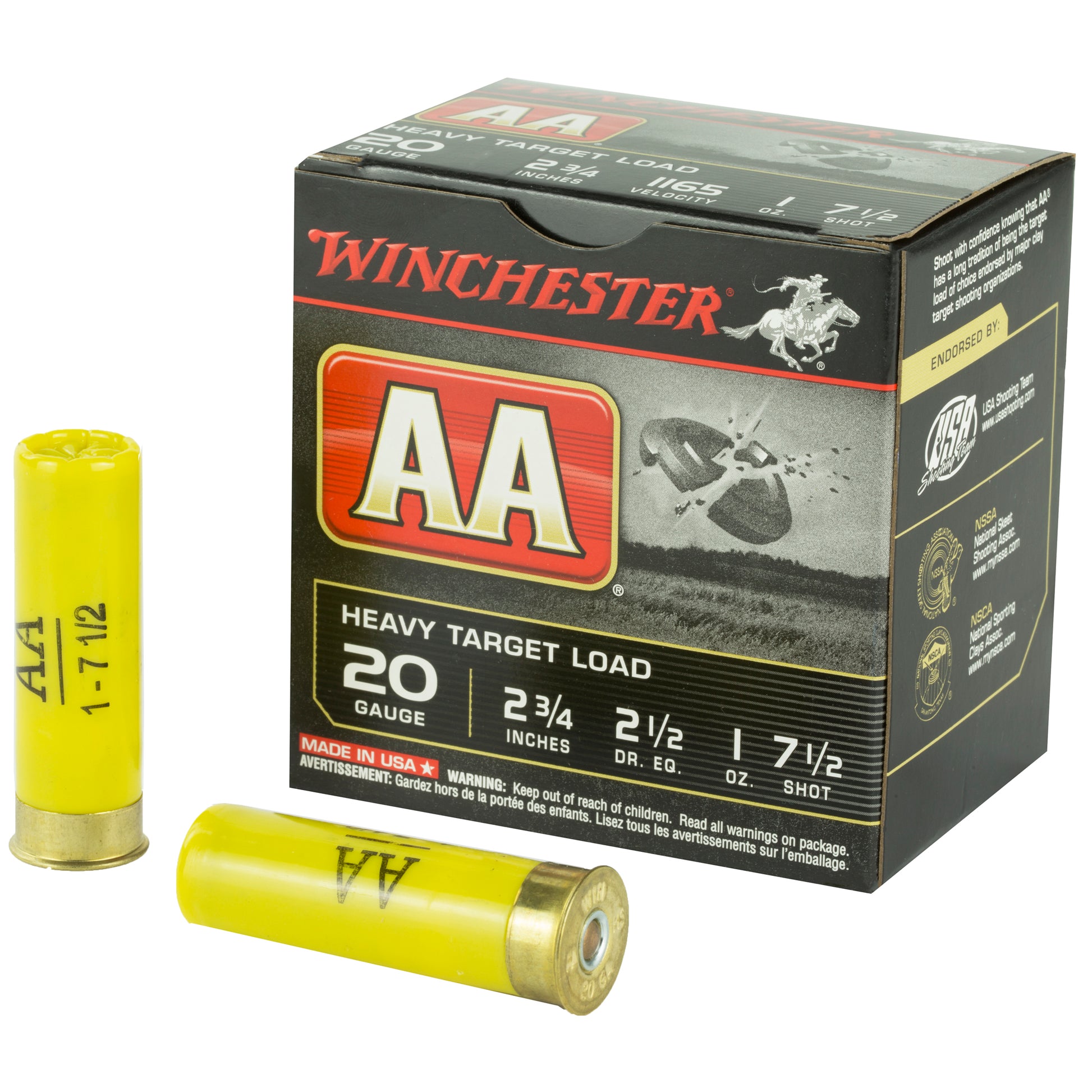 Winchester Ammunition AA Target 20 Gauge Shotshells, 2.75 Inch, 1 oz #7.5, 25 Rounds per Box