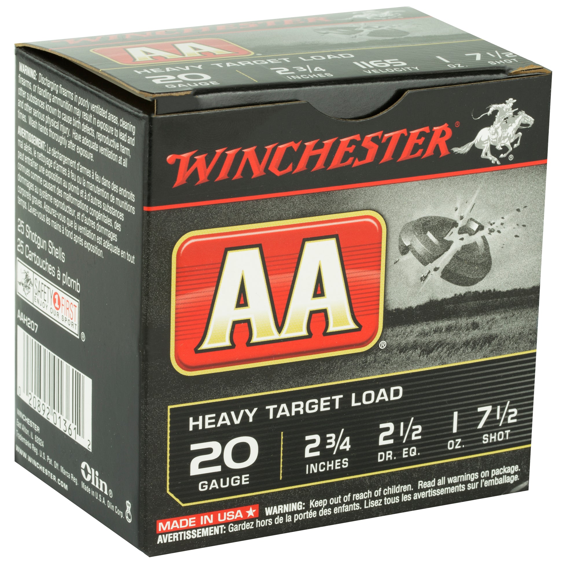 Winchester Ammunition AA Target 20 Gauge Shotshells, 2.75 Inch, 1 oz #7.5, 25 Rounds per Box