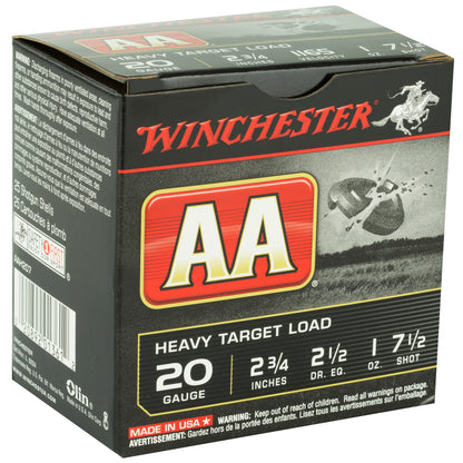 Winchester Ammunition AA Target 20 Gauge Shotshells, 2.75 Inch, 1 oz #7.5, 25 Rounds per Box