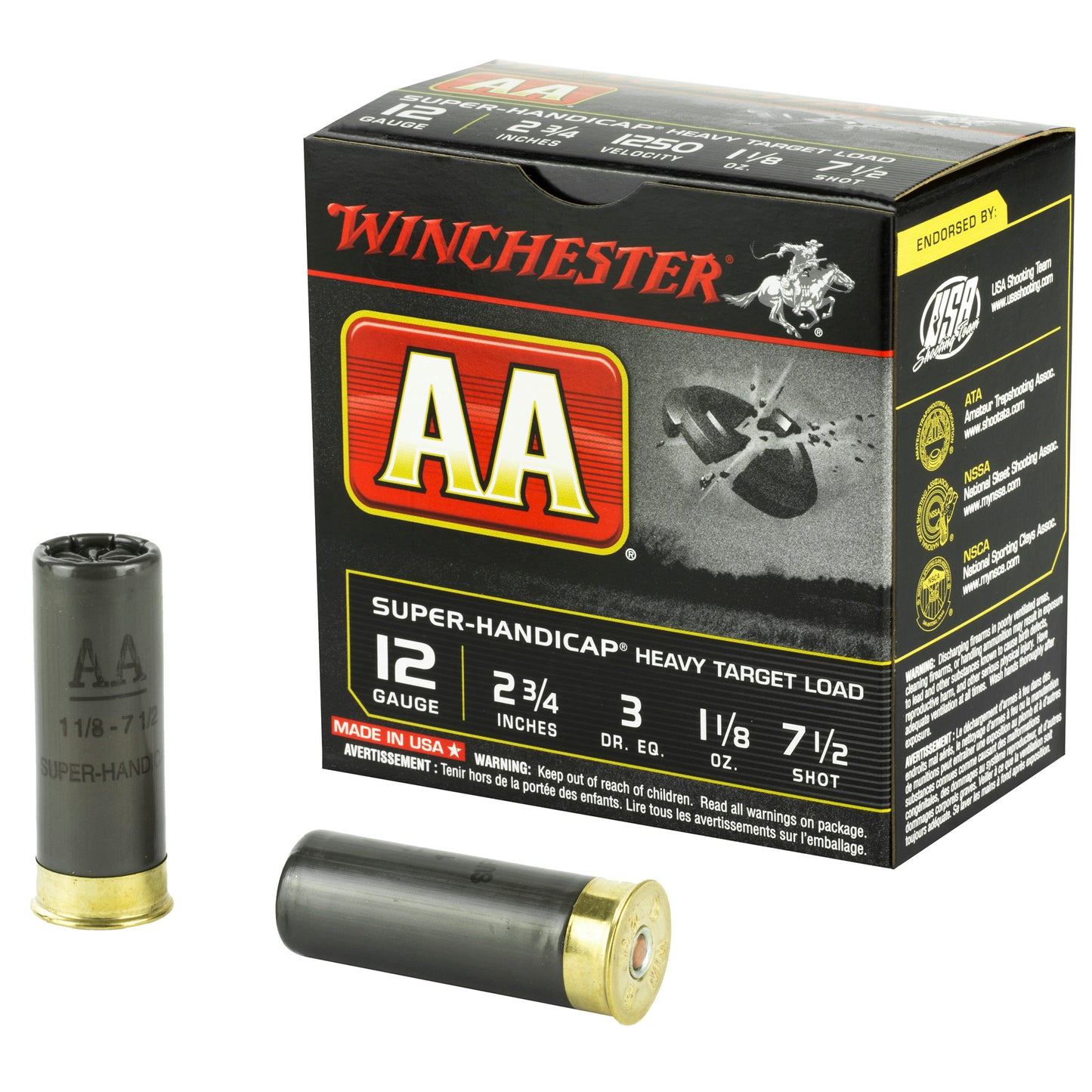 Winchester Ammunition AA Super Handicap 12 Gauge Shotshells * 2.75-inch, #7.5 Shot, 25 Rounds per Box