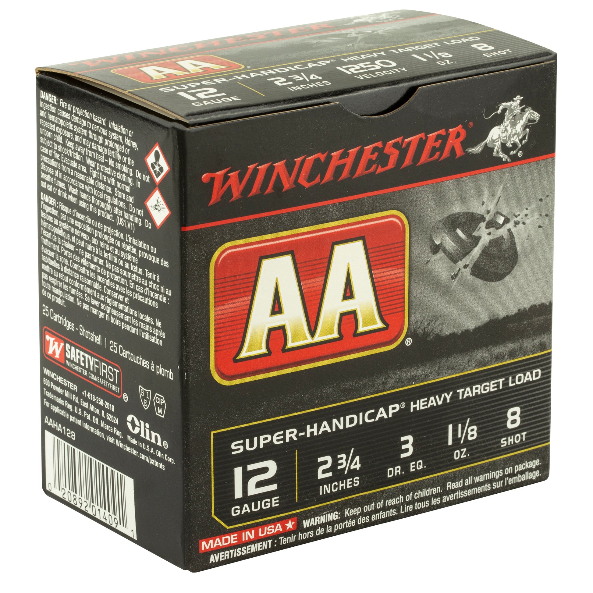 Winchester Ammunition AA Super Handicap 12 Gauge Shotshells * 1 1/8 oz #8 Shot, 3 Dram, 25 Rounds
