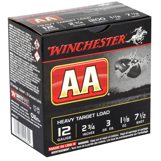 Winchester Ammunition AA Heavy Target 12 Gauge Shotshells * 1 1/8 oz #7.5 * 25 Rounds per Box, 250 per Case