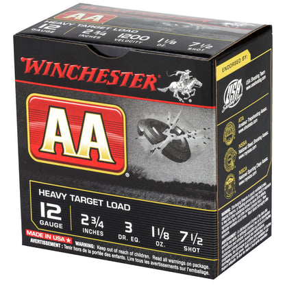 Winchester Ammunition AA Heavy Target 12 Gauge Shotshells * 1 1/8 oz #7.5 * 25 Rounds per Box, 250 per Case