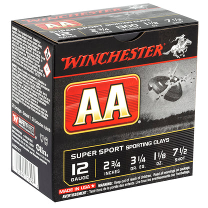 Winchester Ammunition AA Supersport Sporting Clay 12 Gauge Shotshells * 1 1/8 oz #7.5, 25 Rounds Per Box