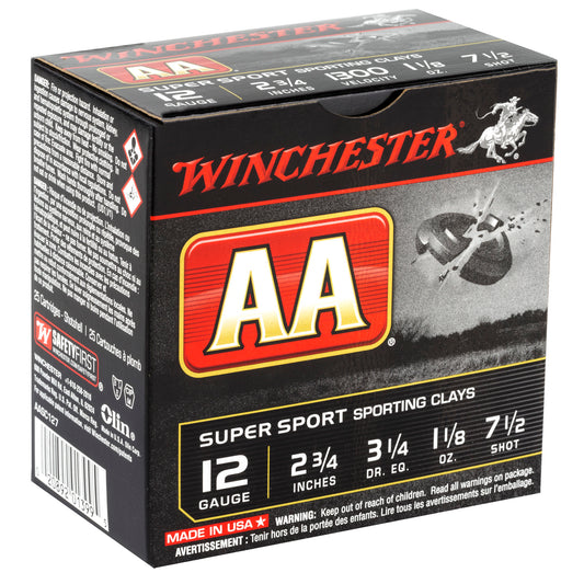 Winchester Ammunition AA Supersport Sporting Clay 12 Gauge Shotshells * 1 1/8 oz #7.5, 25 Rounds Per Box