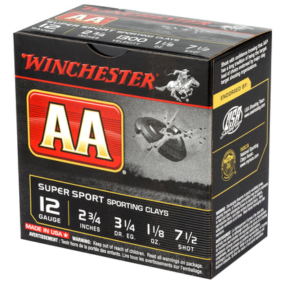 Winchester Ammunition AA Supersport Sporting Clay 12 Gauge Shotshells * 1 1/8 oz #7.5, 25 Rounds Per Box
