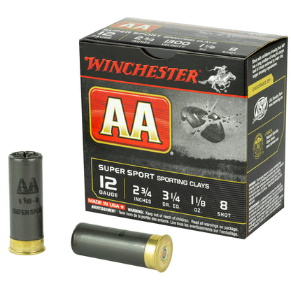 Winchester Ammunition AA Supersport Sporting Clay 12 Gauge Shotshells - 1 1/8 oz #8, 25/250