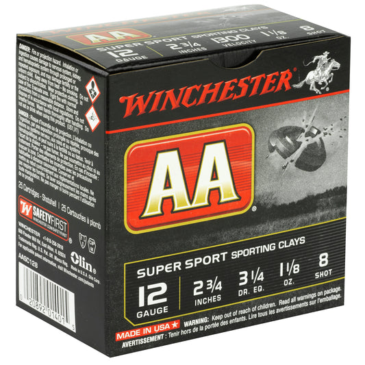 Winchester Ammunition AA Supersport Sporting Clay 12 Gauge Shotshells - 1 1/8 oz #8, 25/250