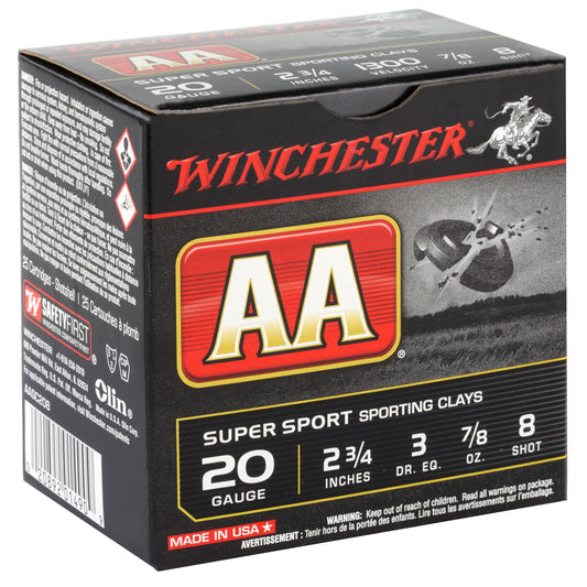 Winchester Ammunition AA Supersport Sporting Clay 20 Gauge Shotshells * 0.875 oz #8, 25 Rounds Per Box