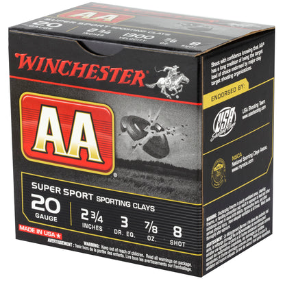 Winchester Ammunition AA Supersport Sporting Clay 20 Gauge Shotshells * 0.875 oz #8, 25 Rounds Per Box
